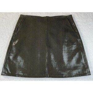 EsQualo Skirt Womens Sz 6 Snakeskin Green Mini Faux Leather Pockets City Chic
